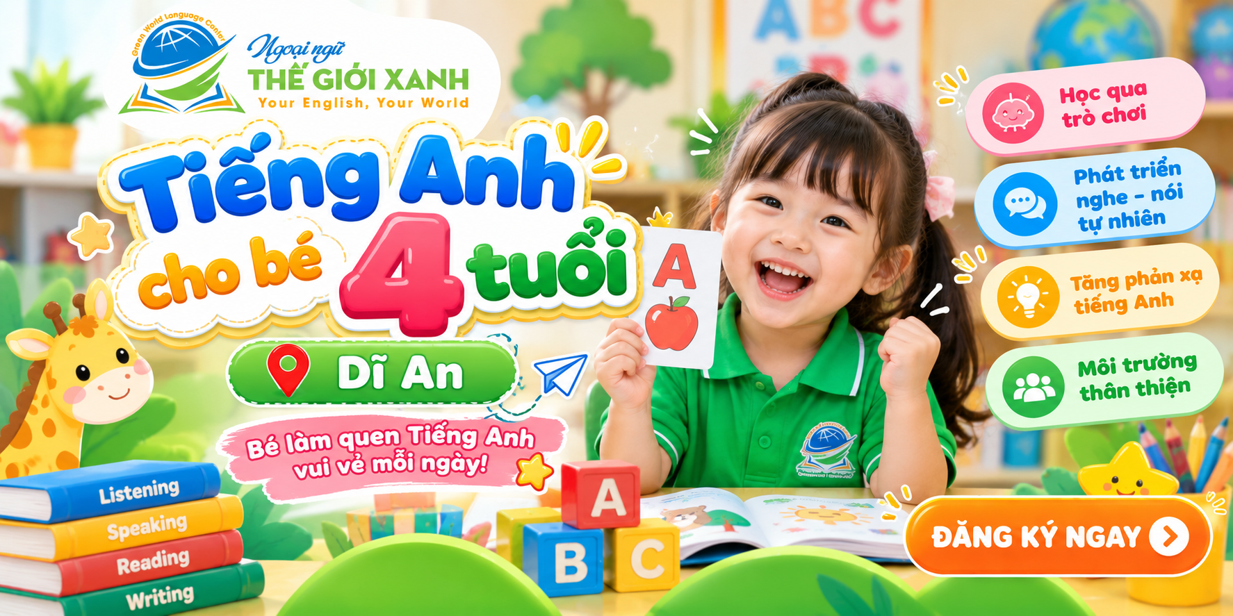 Tiếng Anh cho bé 4 tuổi Dĩ An